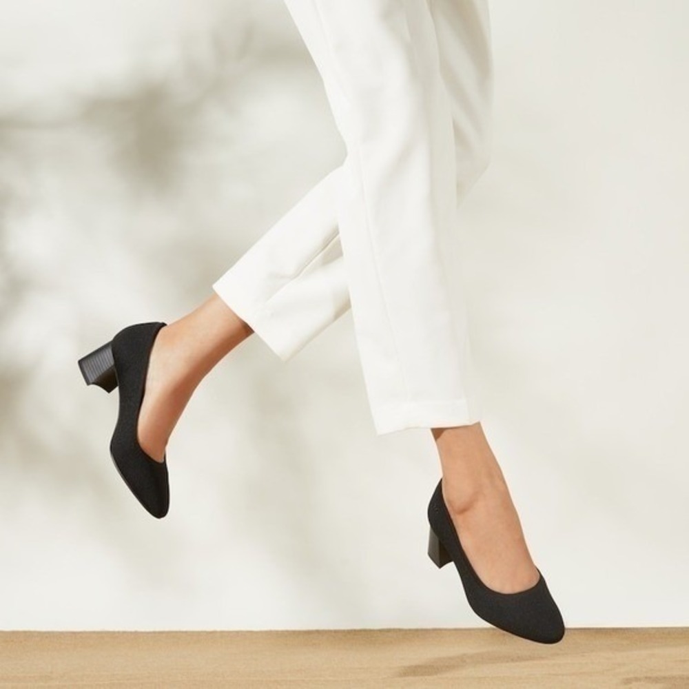 VIVAIA Block Heel Pumps Comfortable Knit Dress Shoes black Size EU/35 US/5
